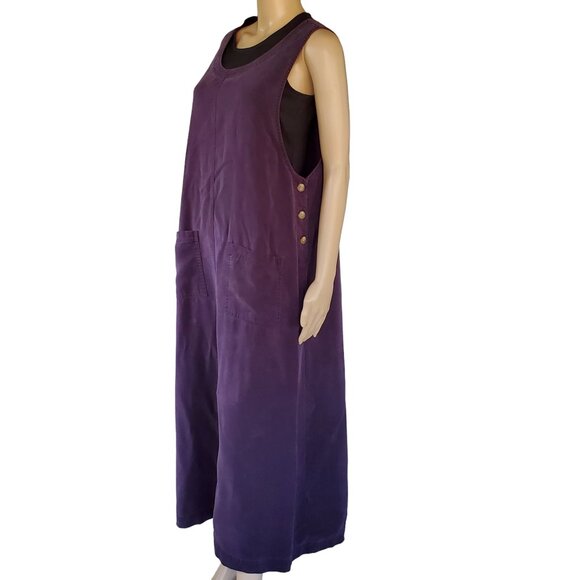 Talbots Y2K Women's XL Purple Jumper Dress Maxi Side Button Pocket Roomy Casual - Picture 5 of 12